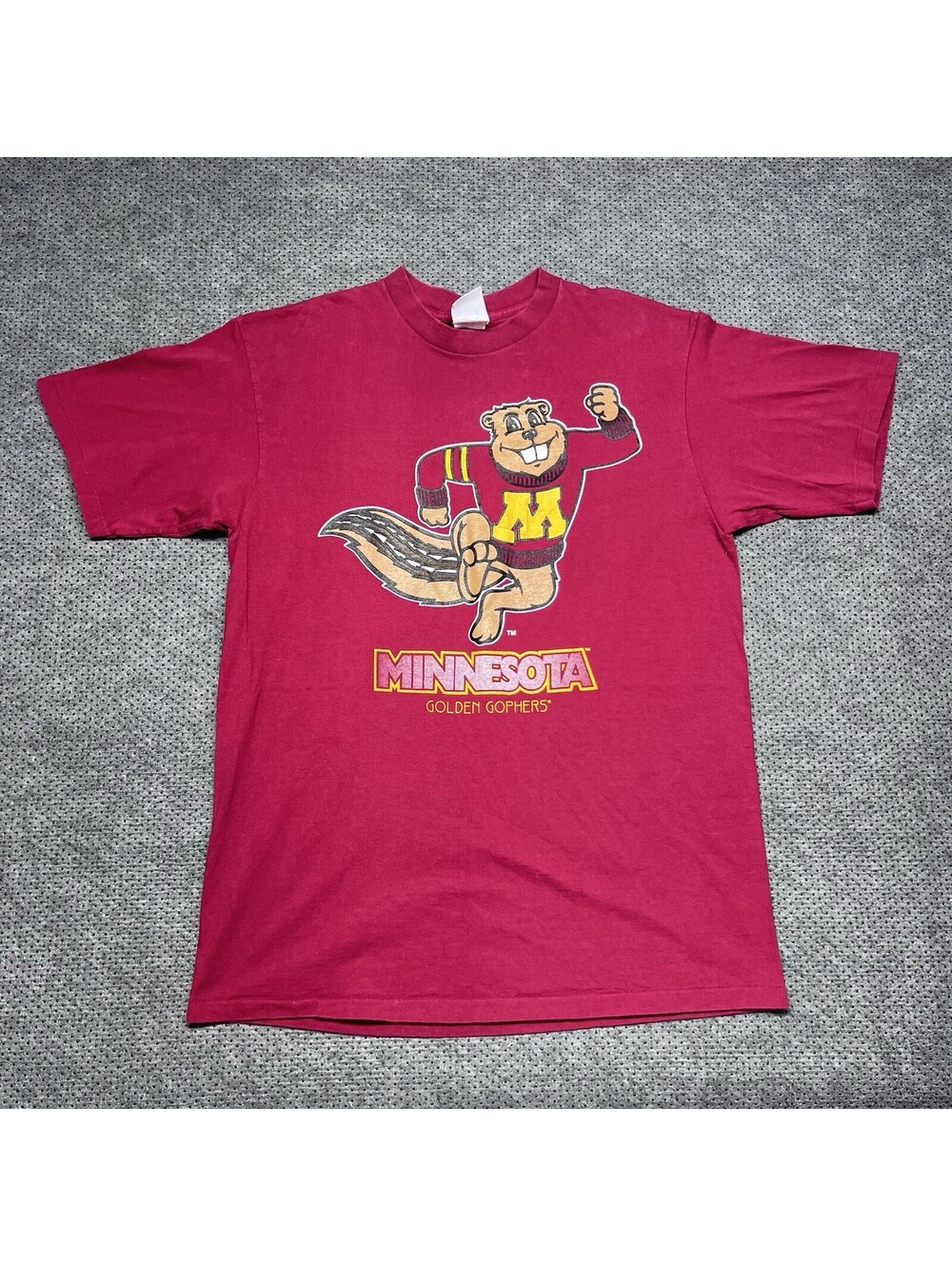 Vintage 80S University Of Minnesota Golden Gophers T-Shirt XL RARE MENS RED